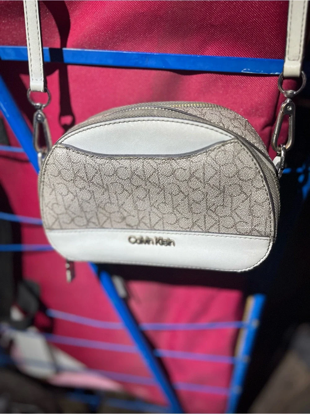 Calvin Klein Beige Logo Monogram Crossbody Bag